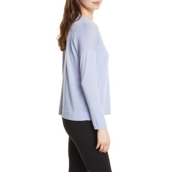 EILEEN FISHER Blue V Neck Long Sleeve Tencel Sweater SZ M NEW $228 - Picture 3 of 4
